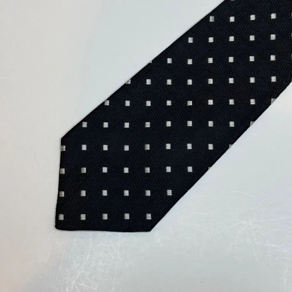 RICK PALLACK 100% Silk Tie Black w. Silver Made in Italy‎ Business Office